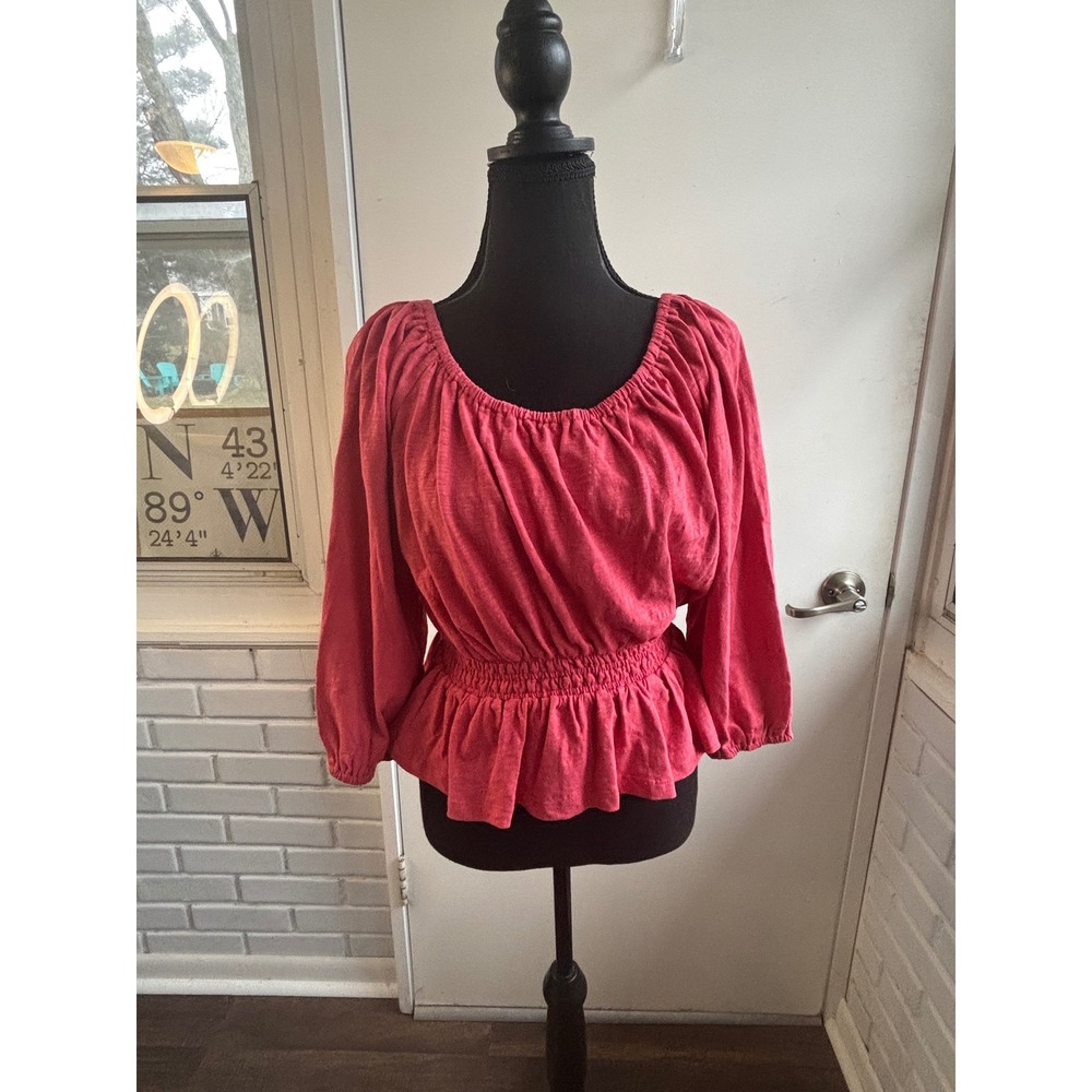 Marine‎ Layer NWT Christiana Smocked Peplum Peasant Blouse Small boho prairie